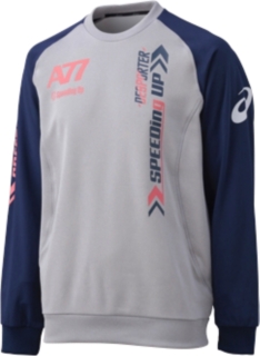 【ASICS/アシックス】 A77 クルーネックスウェットシャツ グレー杢xネイビーブルー ユニセックス アシックス